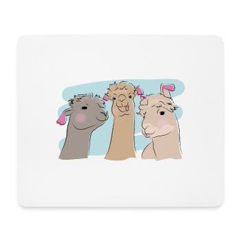 Illustriertes Design mit Alpakas - Mousepad (Querformat) - Weiß - Vorne