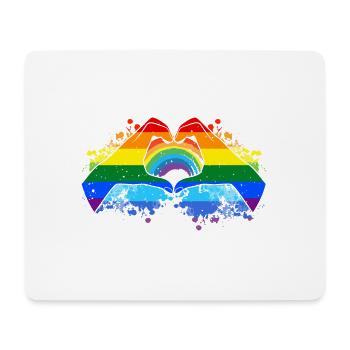 CSD LGBT Hände formen Regenbogen Herz Pride - Mousepad (Querformat) - Weiß - Vorne