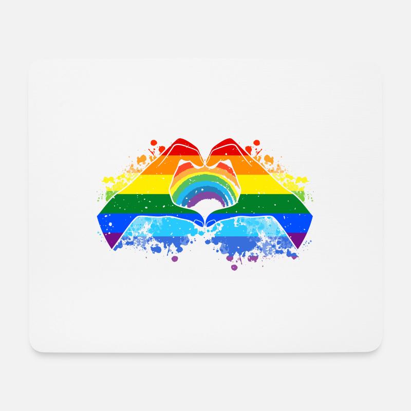 CSD LGBT Hände formen Regenbogen Herz Pride - Mousepad (Querformat) - Weiß