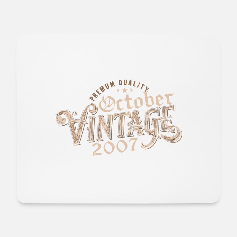 October Birthday Gift | Born in October 2007 - Mouse Pad (horizontal) - white