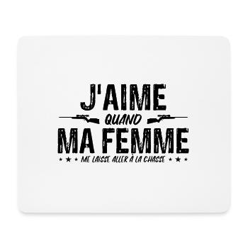 J'aime quand ma femme me laisse aller à la chasse - Tapis de souris (format paysage) - blanc - Devant