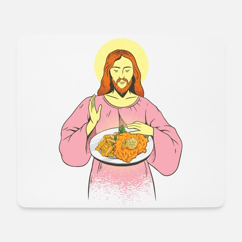 Schnitzel Erlöser - Mousepad (Querformat) - Weiß