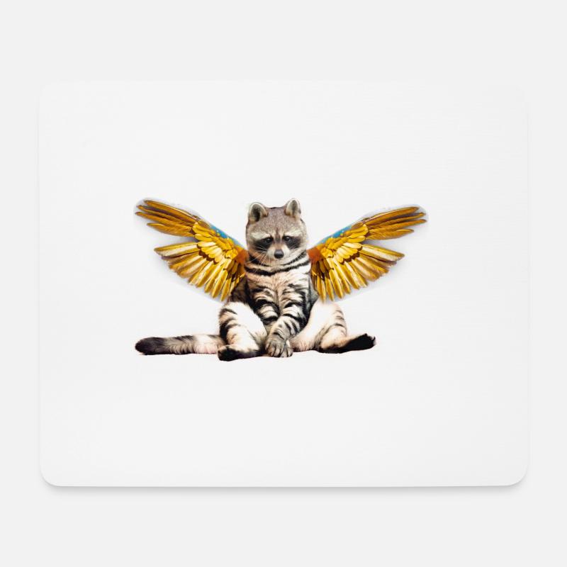 Waschbär Katze - Mousepad (Querformat) - Weiß