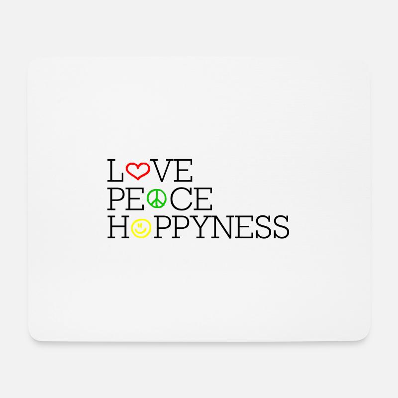love peace happyness schwarz rot gruen gelb - Mousepad (Querformat) - Weiß