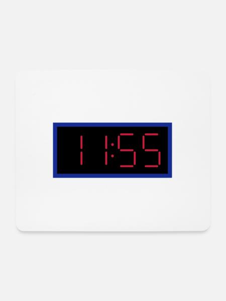 ★ Designfarben änderbar ★ Digitaluhr 11:55 Uhr - Mousepad (Querformat) - Weiß