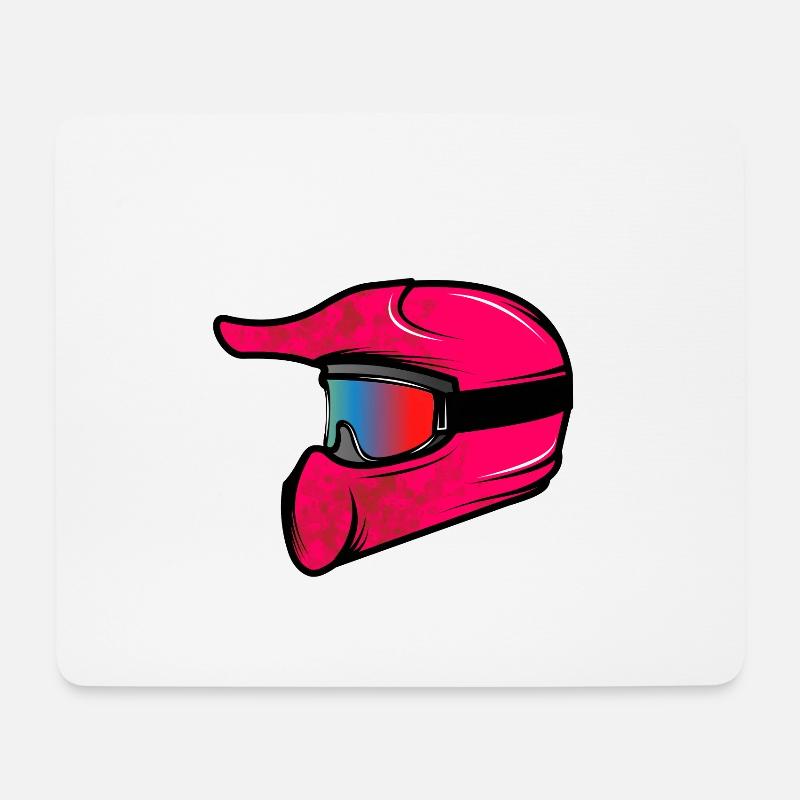 Motocross Helm Pink - Mousepad (Querformat) - Weiß