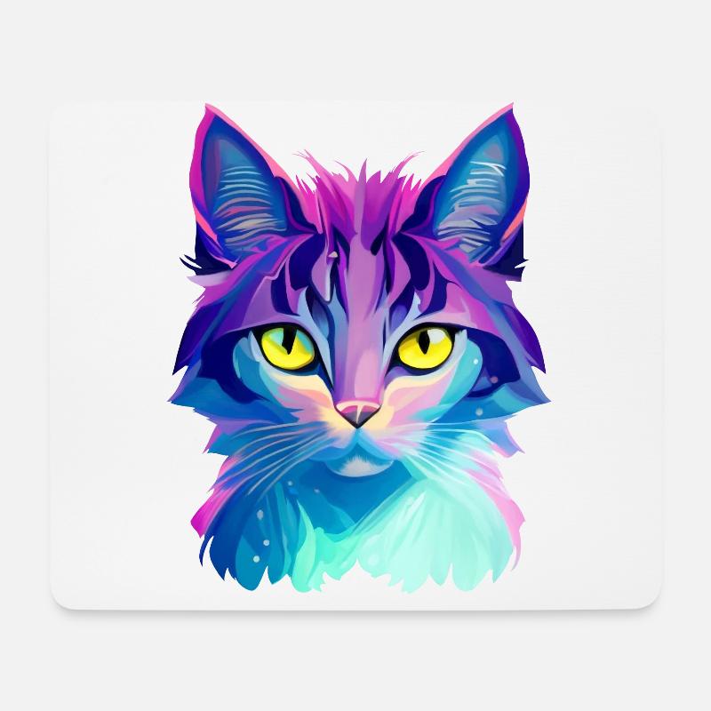 Katze Bunt - Mousepad (Querformat) - Weiß