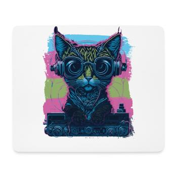 Meow-sic Mix Cat DJ - Tapis de souris (format paysage) - blanc - Devant
