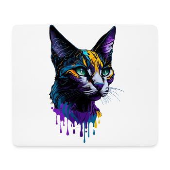 Colorful Cat Splash Art Devon Rex - Mouse Pad (horizontal) - white - Front