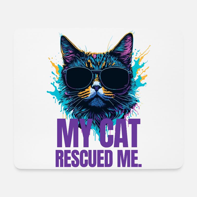 Cat Rescuer Design - Mouse Pad (horizontal) - white