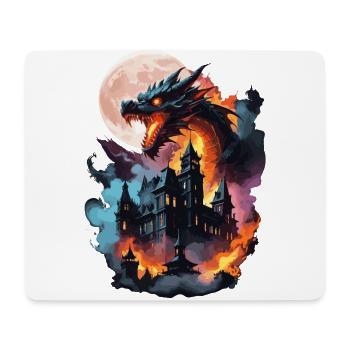 DRAGON MIDNIGHT BLAZE: CITY IN FLAMES, MOON HAVOC - Mouse Pad (horizontal) - white - Front