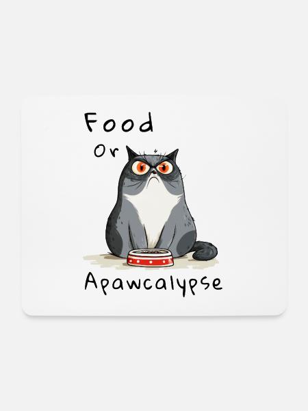 Futter oder Apokalypse – Katzenhumor - Mousepad (Querformat) - Weiß