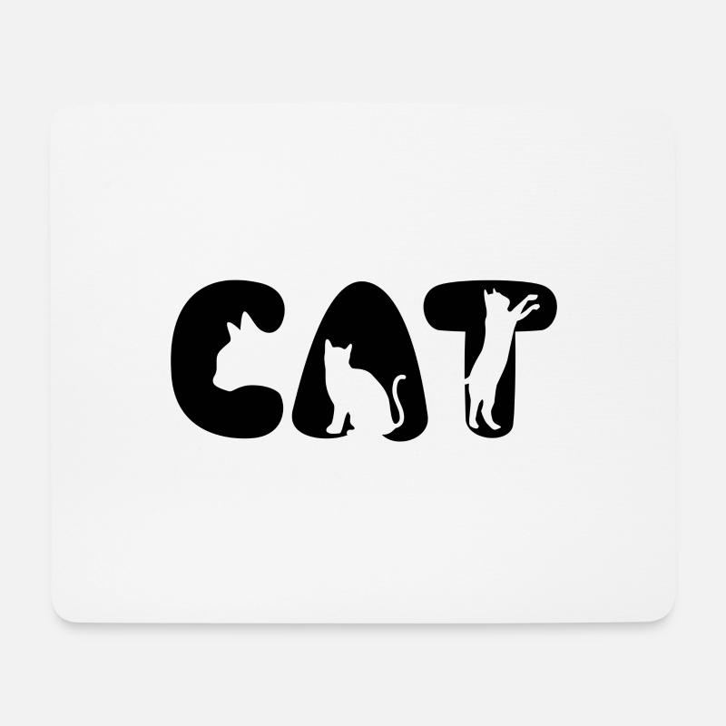 Cat Katze Schrift Spruch - Mousepad (Querformat) - Weiß