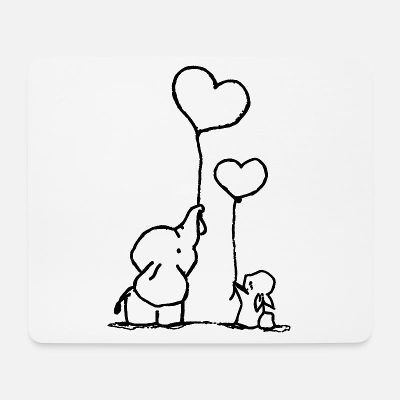 Süss Elenfant und Hase - Mousepad (Querformat) - Weiß