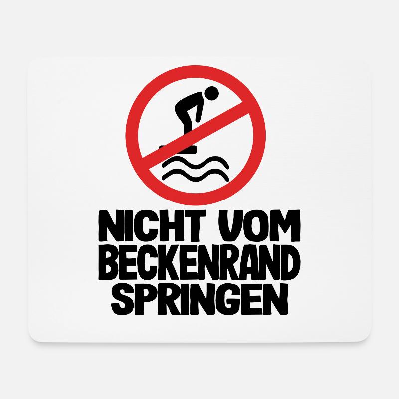 Bademeister Nicht vom Beckenrand springen Spruch - Mousepad (Querformat) - Weiß