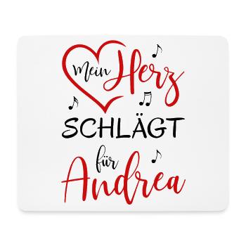 Mein Herz schlägt für Andrea - Mousepad (Querformat) - Weiß - Vorne
