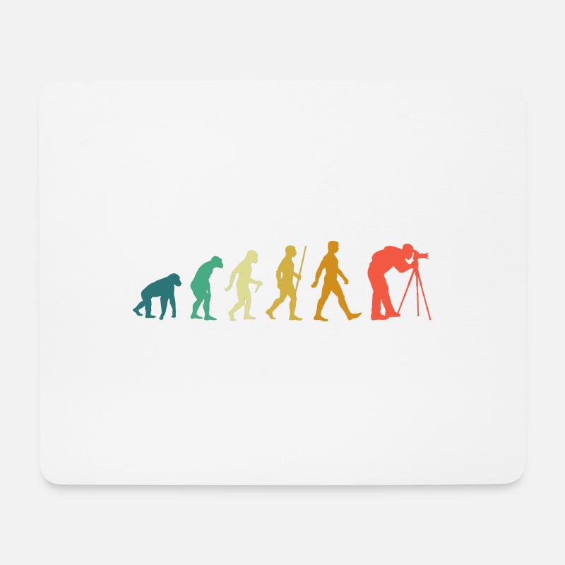 Fotografie Evolution, Fotograf mit Objektiv Kamera - Mousepad (Querformat) - Weiß