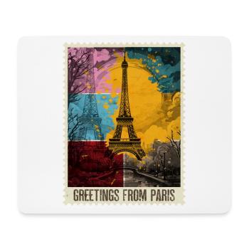Paris Tour Eiffel France Skyline timbre-poste - Tapis de souris (format paysage) - blanc - Devant