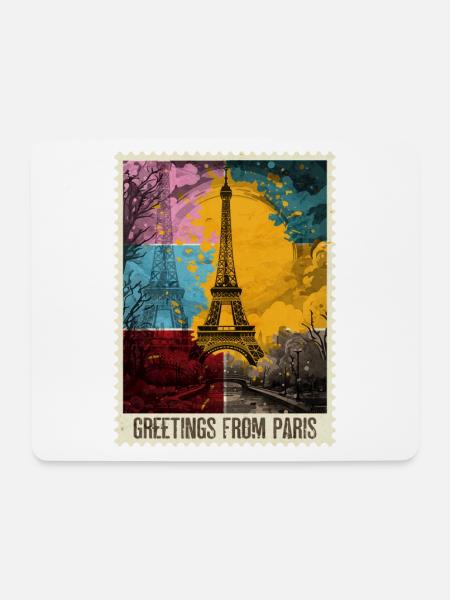 Paris Eiffelturm Frankreich Skyline Briefmarke - Mousepad (Querformat) - Weiß