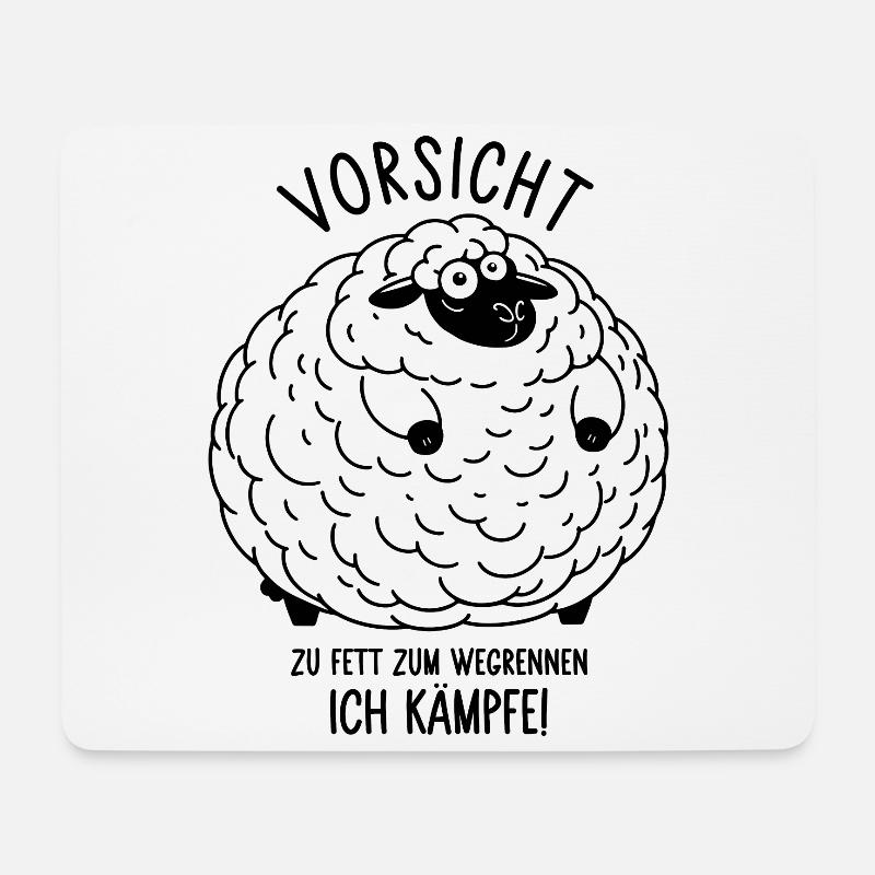 Schaf - Vorsicht zu fett zum wegrennen Ich kämpfe - Mousepad (Querformat) - Weiß