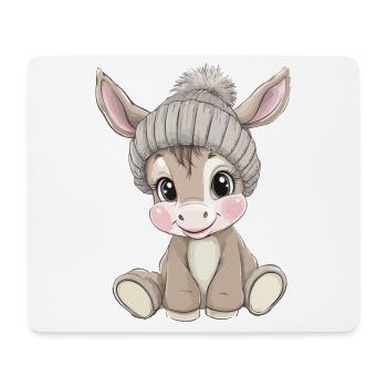 Âne mignon mignon bébé enfants animal dessin animé - Tapis de souris (format paysage) - blanc - Devant