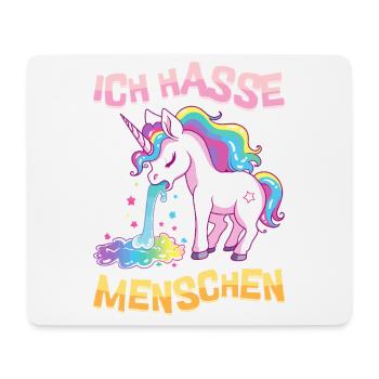 I Hate People Unicorn Puking Rainbow Funny - Mouse Pad (horizontal) - white - Front