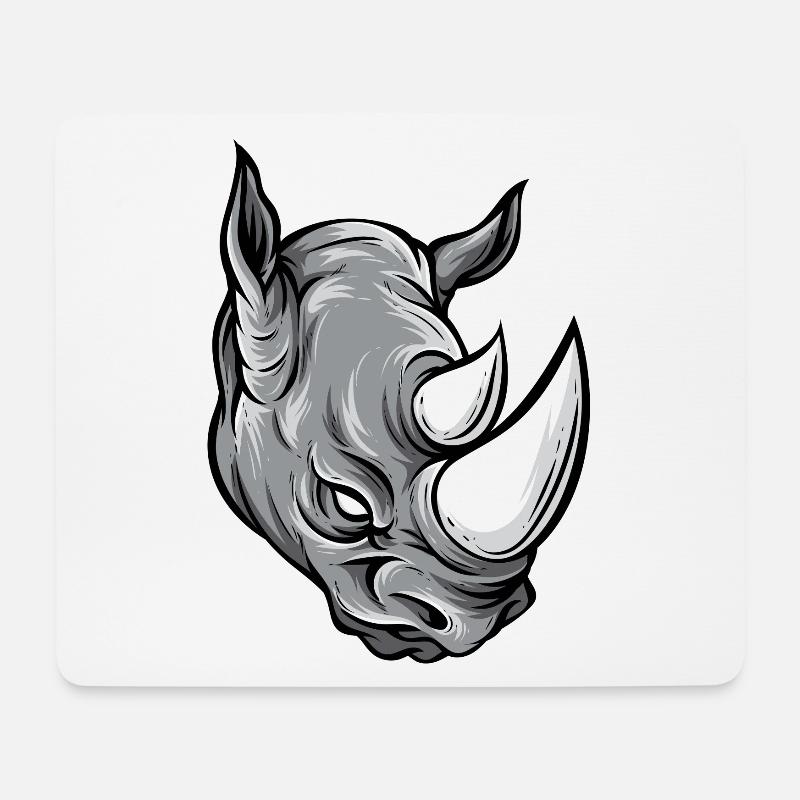 Rino / Nashorn - Mousepad (Querformat) - Weiß
