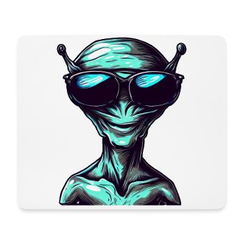 Cool Green Alien with Sunglasses - Mouse Pad (horizontal) - white - Front