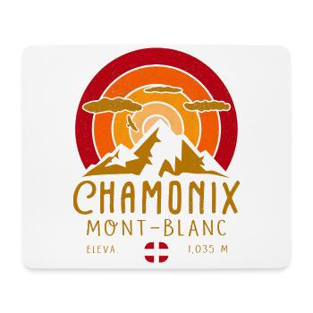 Chamonix France Retro Sunset Skiing - Mouse Pad (horizontal) - white - Front