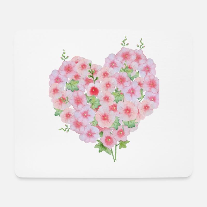 Florales Herz - Mousepad (Querformat) - Weiß