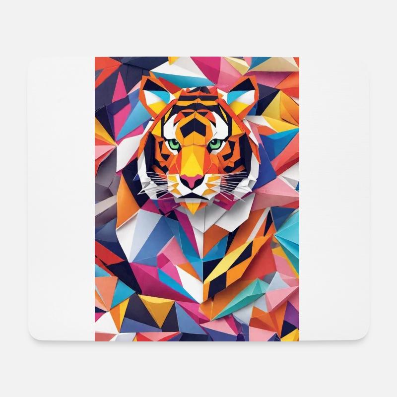 Königliche Streifen: Origami-Tiger - Mousepad (Querformat) - Weiß