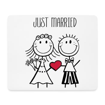 Juste marié mariée et le marié - mariage - cadeau - Tapis de souris (format paysage) - blanc - Devant