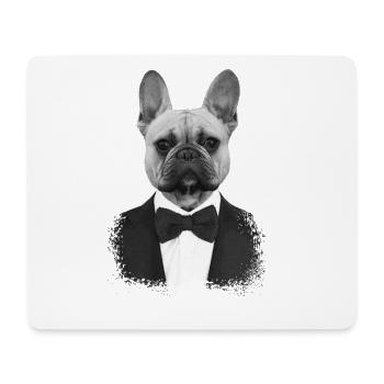 Bulldog in Elegant Tuxedo - Mouse Pad (horizontal) - white - Front