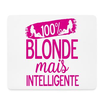 Design humoristique 'Blonde mais intelligente' - Tapis de souris (format paysage) - blanc - Devant