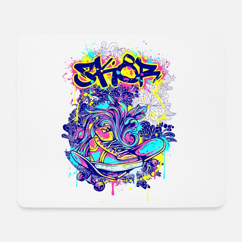 Skater SK8 - Mousepad (Querformat) - Weiß
