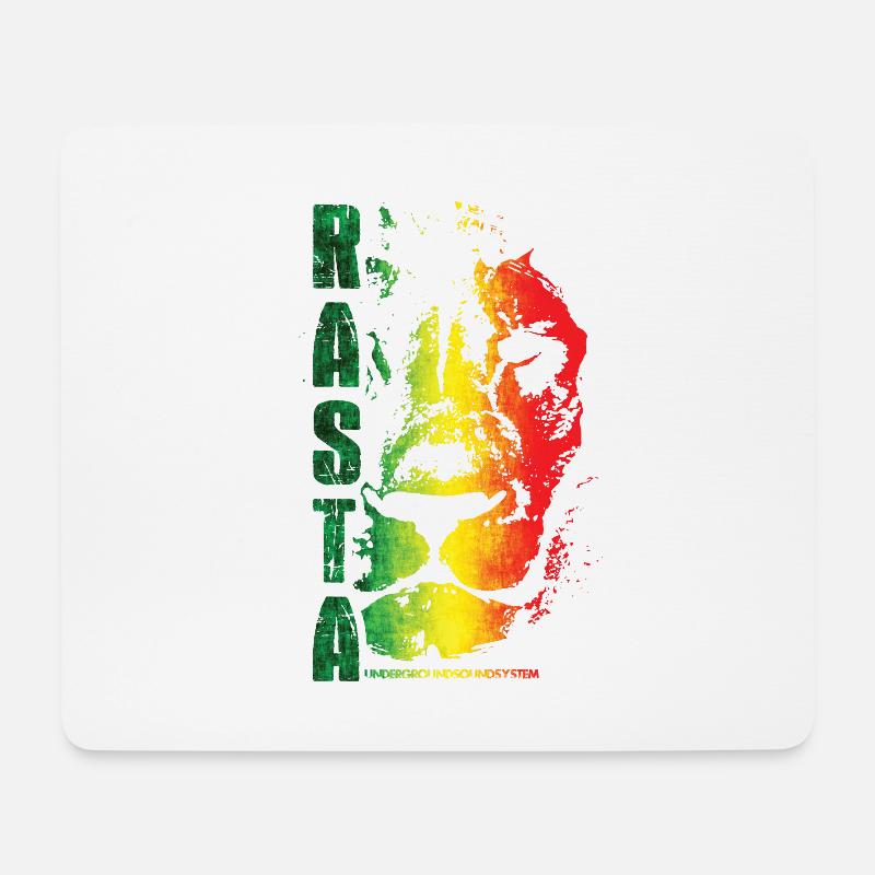 Style arc-en-ciel du lion rasta - Tapis de souris (format paysage) - blanc