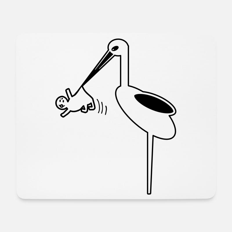 Storch mit Baby Hebamme, Klapperstorch Geburt - Mousepad (Querformat) - Weiß
