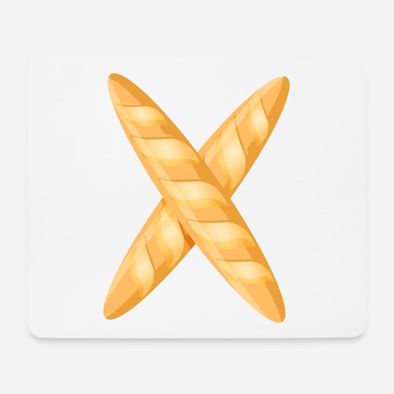 überkreutzte frisch gebackene goldbraune Baguettes - Mousepad (Querformat) - Weiß
