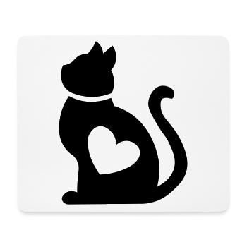 Katze mit Herz <3 Geschenk für Katzenliebhaber - Mousepad (Querformat) - Weiß - Vorne
