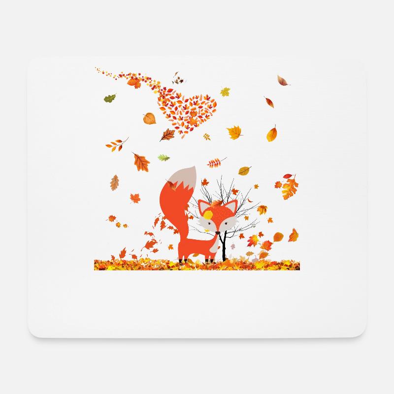Herbst mit Herz und Fuchs - Mousepad (Querformat) - Weiß