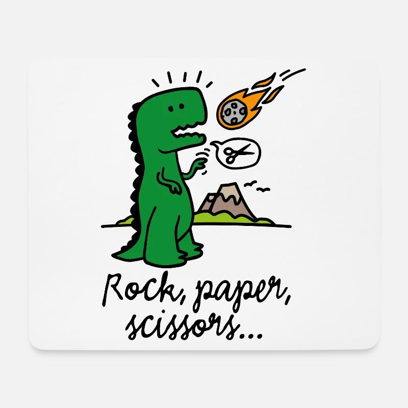 Rock paper scissors T-rex lustig Dinosaurier Komet - Mousepad (Querformat) - Weiß