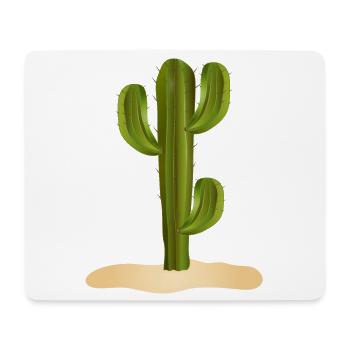 Grand cactus vert dans le désert dans le sable - Tapis de souris (format paysage) - blanc - Devant