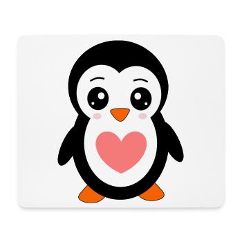 Anniversaire du Pingouin de Kawaii avec cadeau de cœur - Tapis de souris (format paysage) - blanc - Devant