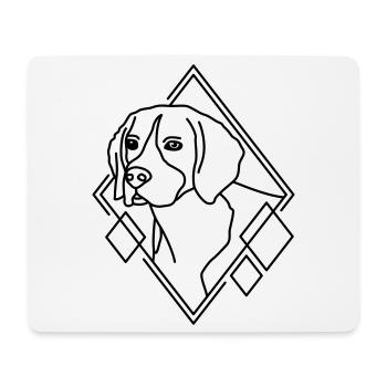 Beagle in geometrischer Form - Line-Art-Design - Mousepad (Querformat) - Weiß - Vorne