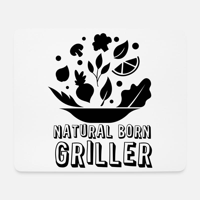 Natural Born Griller -Lustiges Veggie Grill Design - Mousepad (Querformat) - Weiß