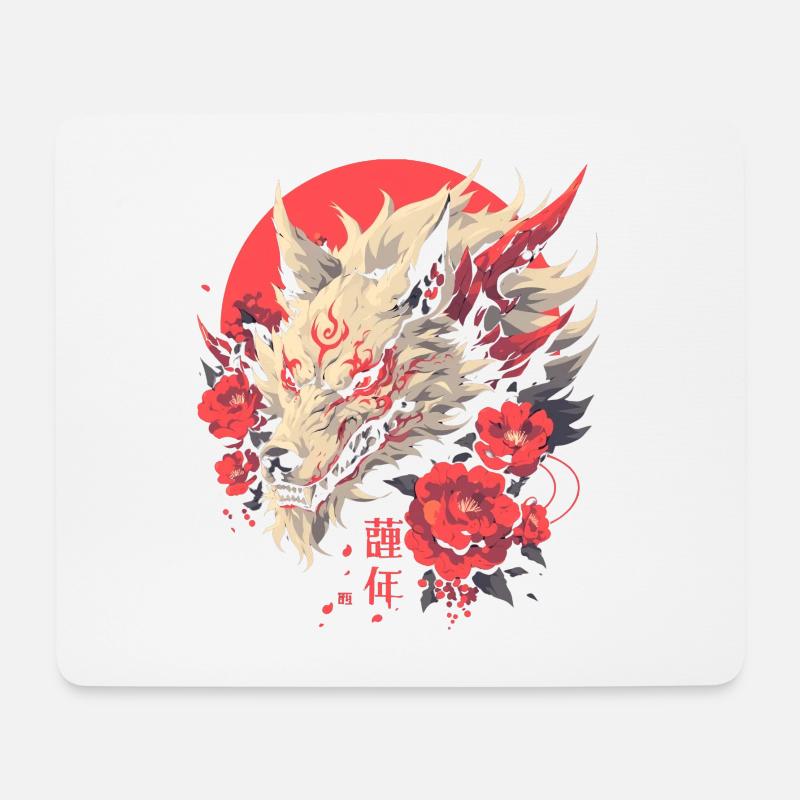 Chinesischer Weißer Drache - Mousepad (Querformat) - Weiß