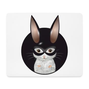 Cute White Mouse with Bunny Mask in Patch - Mouse Pad (horizontal) - white - Front