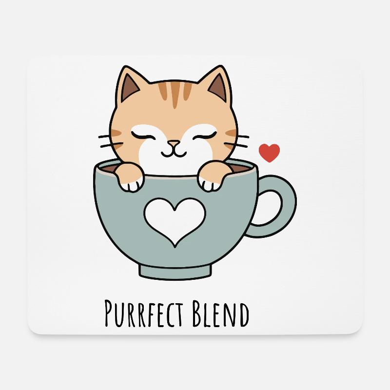 Katzenliebe in der Teetasse - Mousepad (Querformat) - Weiß