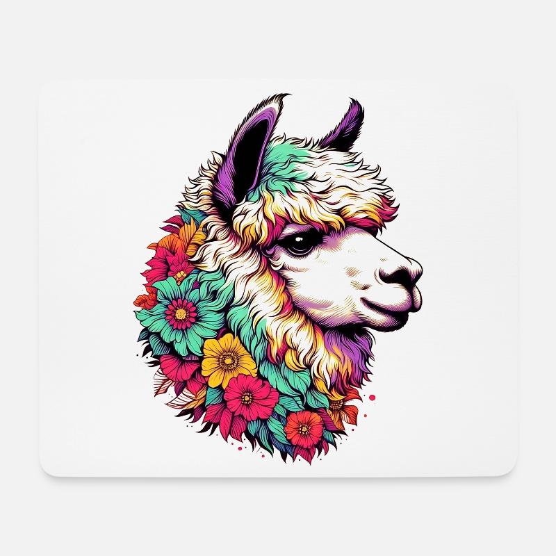 Alpaka - Mousepad (Querformat) - Weiß