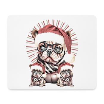 Weihnachtsbulldog mit Brille - Mousepad (Querformat) - Weiß - Vorne